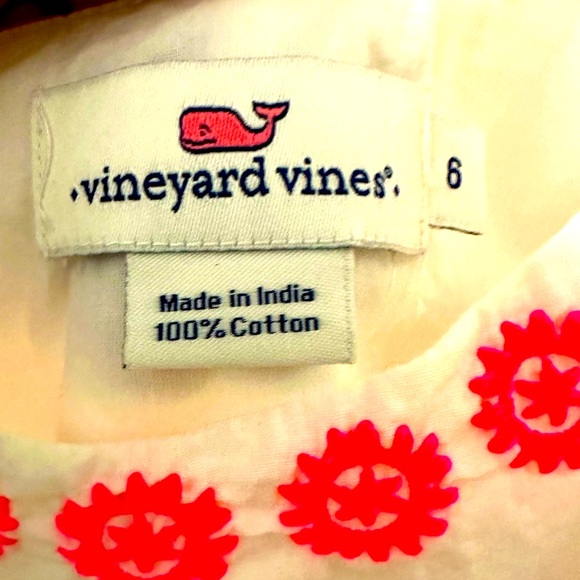 VINEYARD VINES WHITE HOT PINK SZ6 CRISP 100% COTTON SUMMER BEACH A-LINE SUNDRESS - Picture 4 of 7